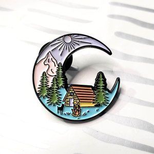 Outdoors Camping Moon Pin Badge Brooch